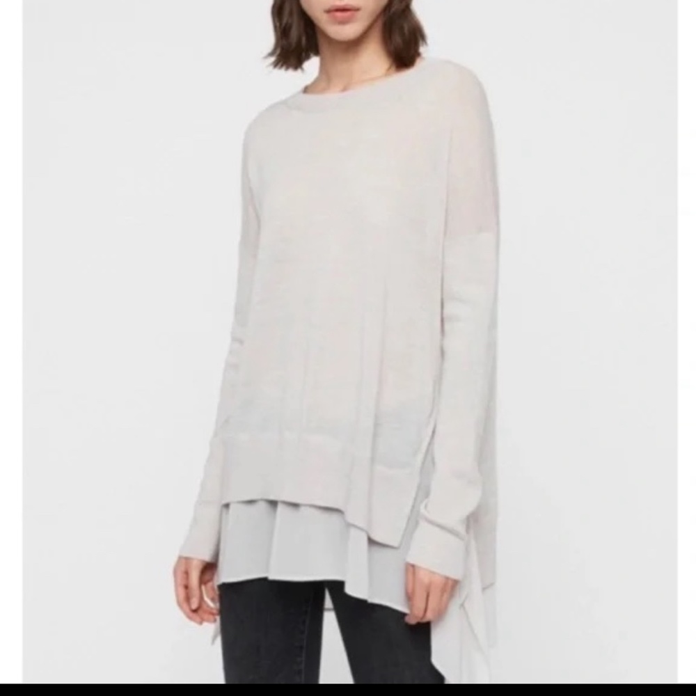 AllSaints merino wool semi-sheer sweater, S